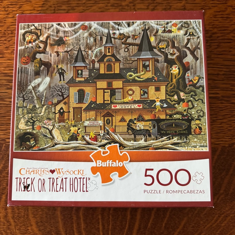 500 piece “Trick or Treat Hotel” by Charles Wysocki jigsaw puzzle